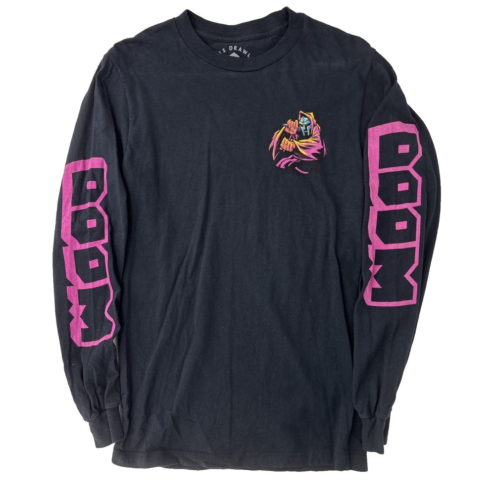 MF Doom Gas Drawls Long Sleeve T-Shirt Men's Size Small Black Tee Unwashed
